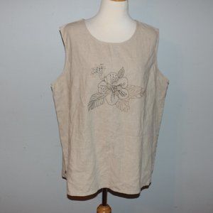Bonworth Size Large Linen Blend Sleeveless Shirt Top EUC